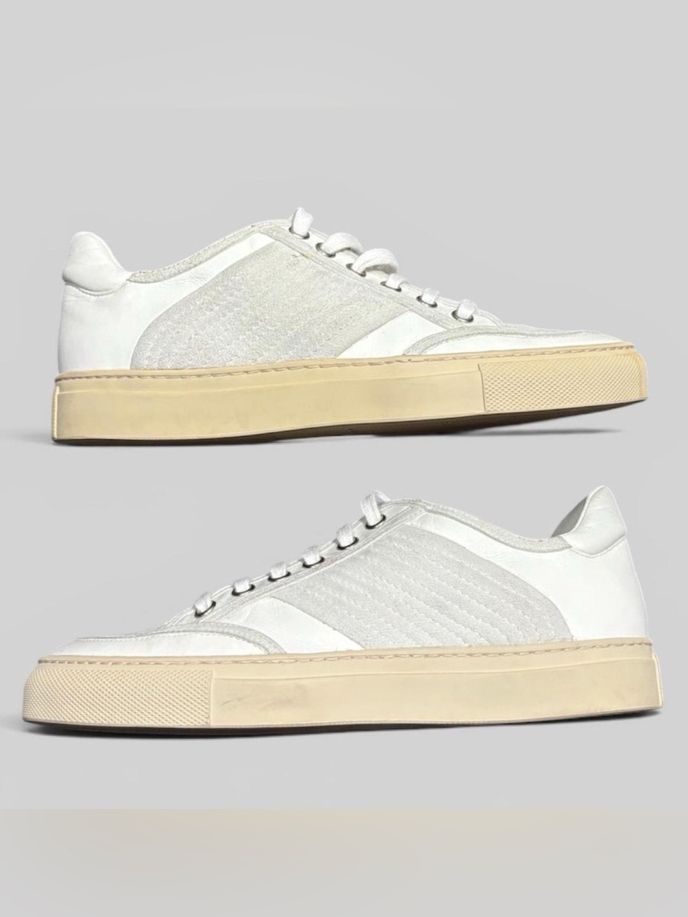 Dries Van Noten White Leather Quilted Low Top Sneakers